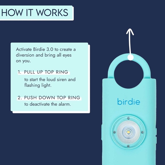 NWT/NIB • She’s Birdie - The Original Personal Safety Alarm Keychain (Aqua) - Picture 7 of 10